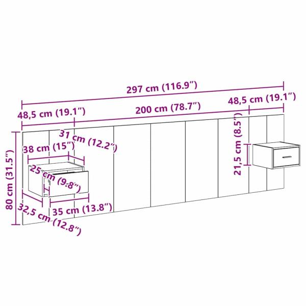 Kopfteil mit Schrank 3 Stk. Altholz Holzwerkstoff