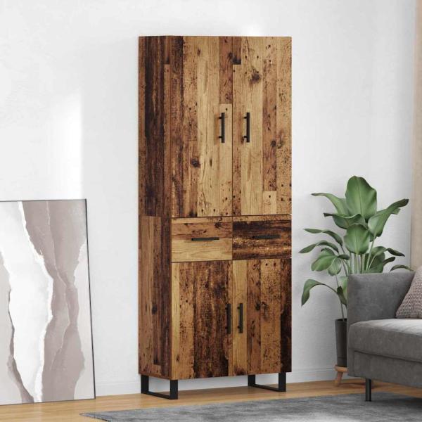 ARDEBO.de - Highboard mit Schubladen 2 pcs Altholz Engineered Wood und Glas