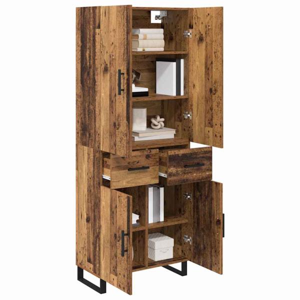 Highboard mit Schubladen 2 pcs Altholz Engineered Wood und Glas