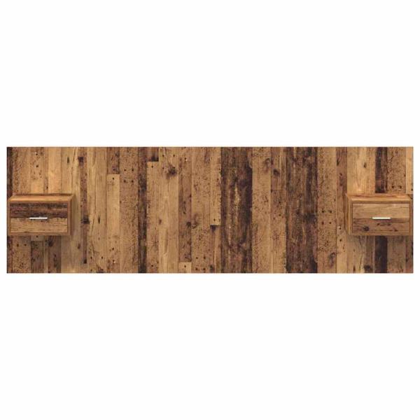 Kopfteil mit Schrank mit Schubladen 3 pcs Altholz Holzwerkstoff