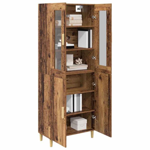 Highboard Altholz 69,5 x 34 x 180 cm Engineered Wood und Glas
