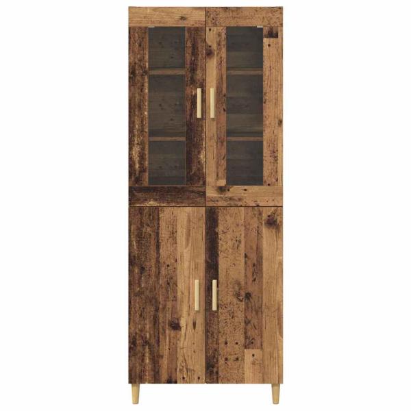Highboard Altholz 69,5 x 34 x 180 cm Engineered Wood und Glas