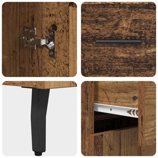 Highboard Altholz 69,5 x 34 x 180 cm Engineered Wood und Glas