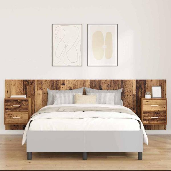 ARDEBO.de - Kopfteil mit Schrank mit Schubladen 3 pcs Altholz Holzwerkstoff