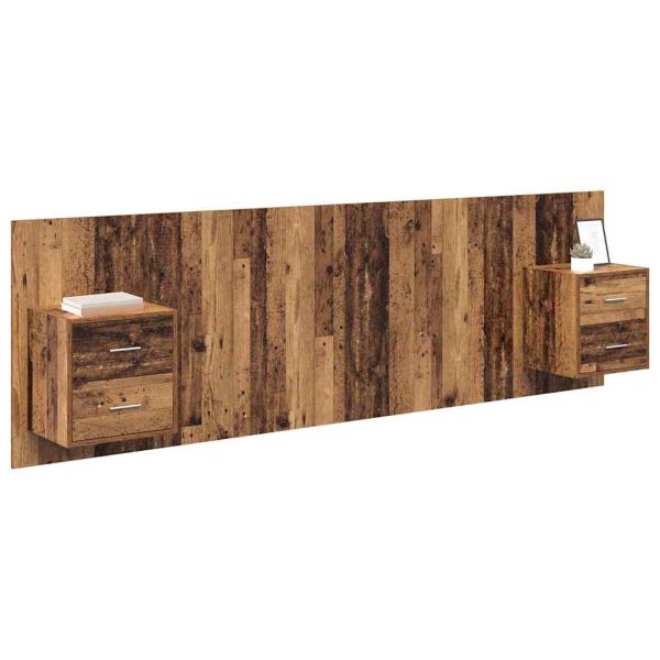 Kopfteil mit Schrank mit Schubladen 3 pcs Altholz Holzwerkstoff
