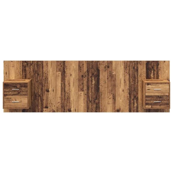 Kopfteil mit Schrank mit Schubladen 3 pcs Altholz Holzwerkstoff