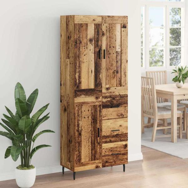 Highboard mit Schubladen 2 pcs Altholz Engineered Wood und Glas