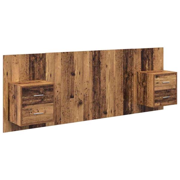 Kopfteil mit Schrank mit Schubladen 3 pcs Altholz Holzwerkstoff