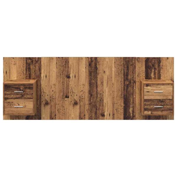 Kopfteil mit Schrank 3 Stk. Altholz Holzwerkstoff