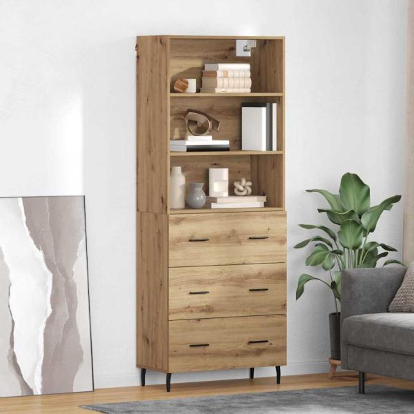 ARDEBO.de - Highboard mit Schubladen Artisan-Eiche 69,5 x 34 x 180 cm