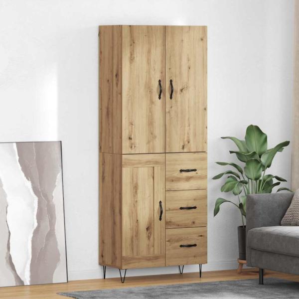 ARDEBO.de - Highboard 2 pcs Artisan-Eiche Engineered Wood und Glas