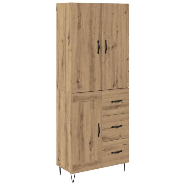 Highboard 2 pcs Artisan-Eiche Engineered Wood und Glas