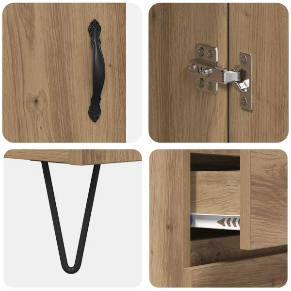 Highboard 2 pcs Artisan-Eiche Engineered Wood und Glas