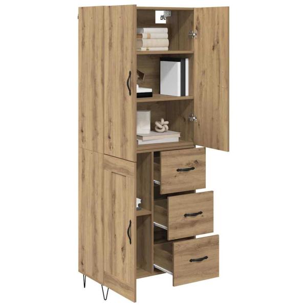 Highboard 2 pcs Artisan-Eiche Engineered Wood und Glas