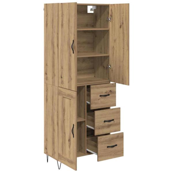 Highboard 2 pcs Artisan-Eiche Engineered Wood und Glas