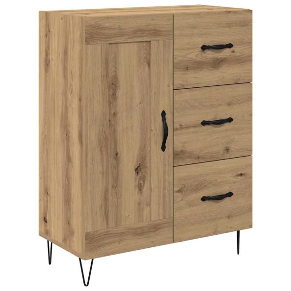 Highboard 2 pcs Artisan-Eiche Engineered Wood und Glas
