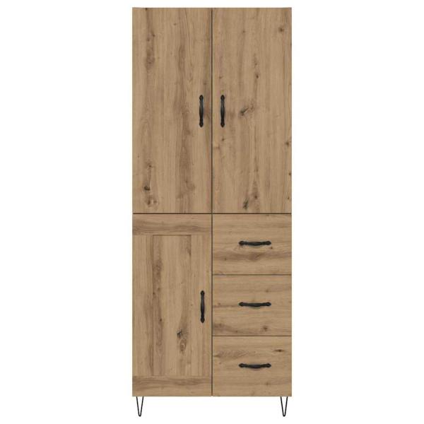 Highboard 2 pcs Artisan-Eiche Engineered Wood und Glas