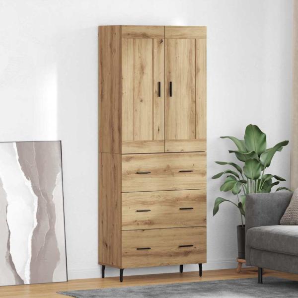 ARDEBO.de - Highboard 2 pcs Artisan-Eiche Engineered Wood und Glas