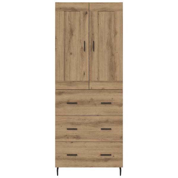 Highboard 2 pcs Artisan-Eiche Engineered Wood und Glas