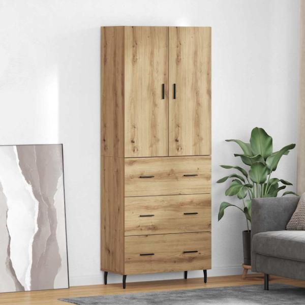 ARDEBO.de - Highboard mit Schubladen Artisan-Eiche 69,5 x 34 x 180 cm