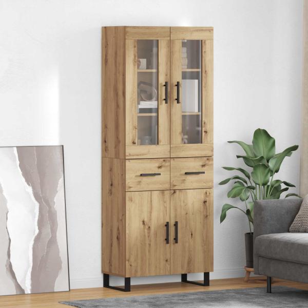 ARDEBO.de - Highboard 2 pcs Artisan-Eiche Engineered Wood und Glas