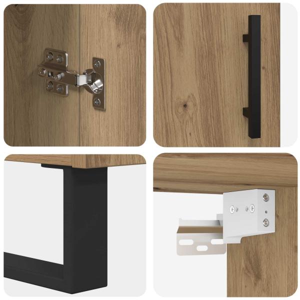 Highboard 2 pcs Artisan-Eiche Engineered Wood und Glas