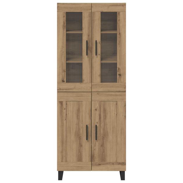 Highboard 2 pcs Artisan-Eiche Engineered Wood und Glas