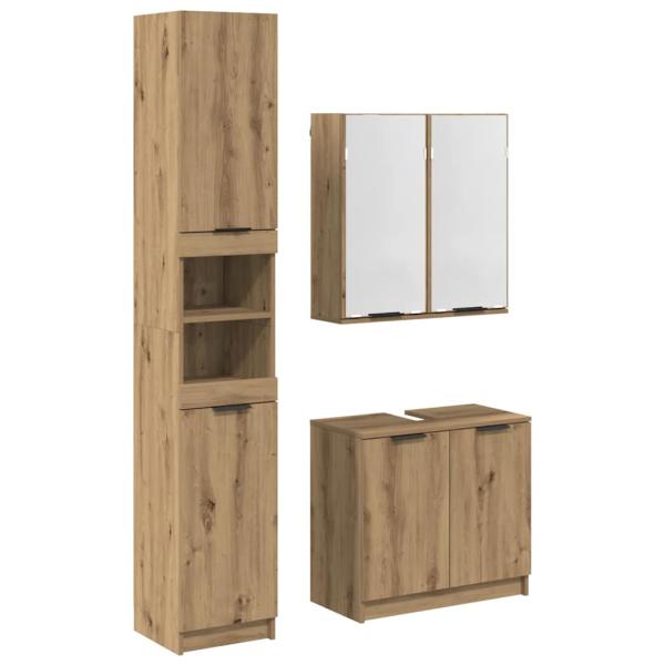 Badezimmerschrank-Set 3 Stk. Artisan-Eiche Holzwerkstoff