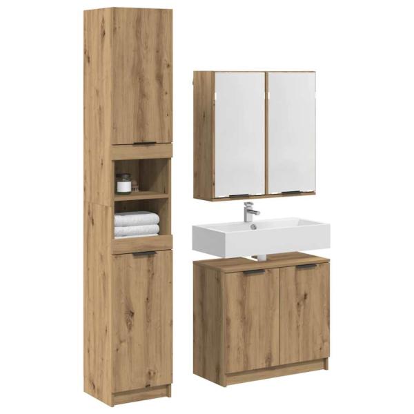 Badezimmerschrank-Set 3 Stk. Artisan-Eiche Holzwerkstoff