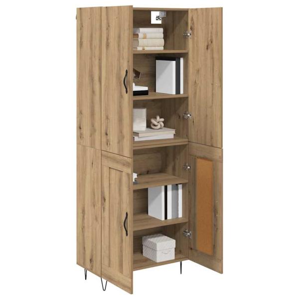 Highboard 2 pcs Artisan-Eiche Engineered Wood und Glas