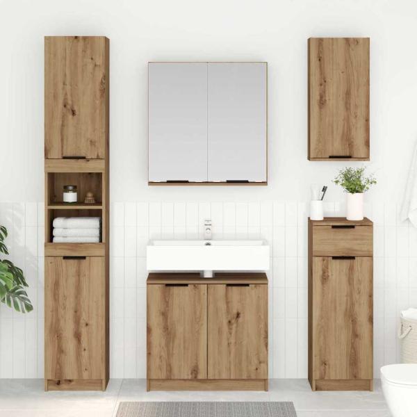 ARDEBO.de - Badezimmerschrank-Set mit Regal Artisan-Eiche Holzwerkstoff