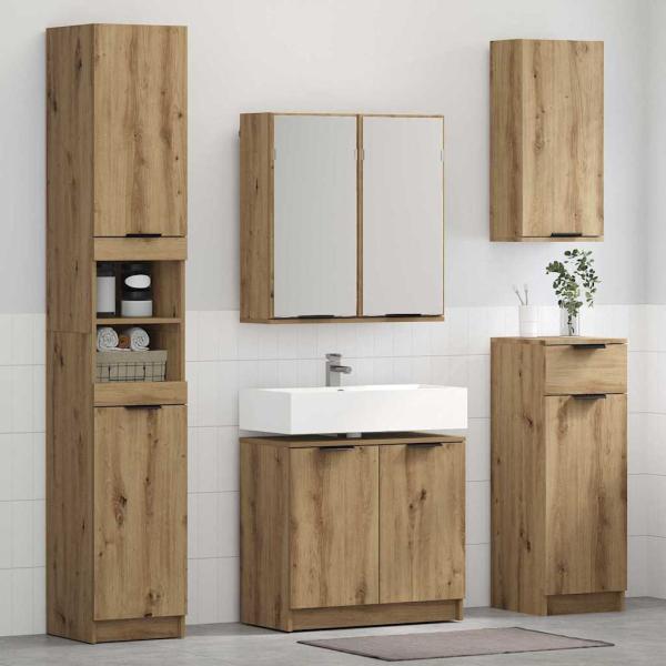 Badezimmerschrank-Set mit Regal Artisan-Eiche Holzwerkstoff