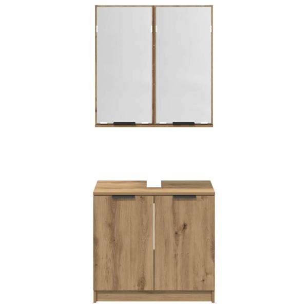 Badezimmerschrank-Set mit Regal Artisan-Eiche Holzwerkstoff