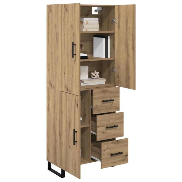 Highboard 2 pcs Artisan-Eiche Engineered Wood und Glas
