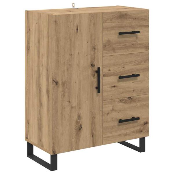Highboard 2 pcs Artisan-Eiche Engineered Wood und Glas