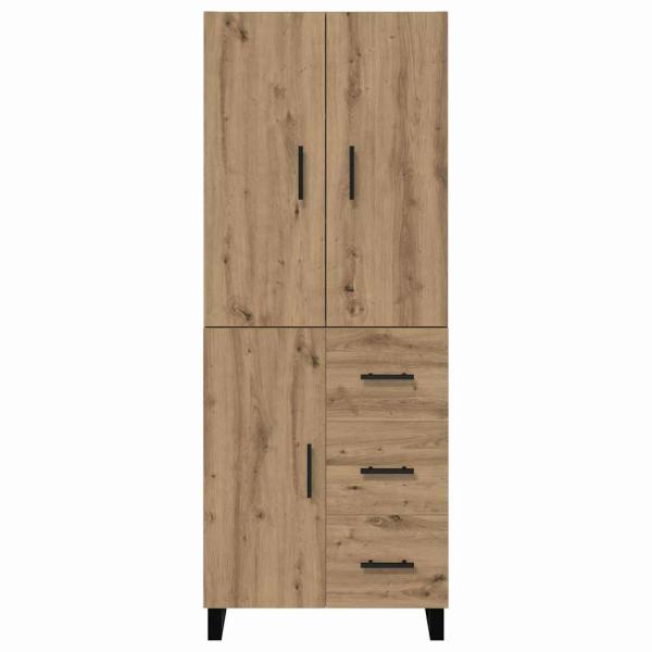Highboard 2 pcs Artisan-Eiche Engineered Wood und Glas