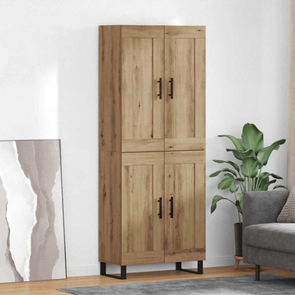 ARDEBO.de - Highboard 2 pcs Artisan-Eiche Engineered Wood und Glas