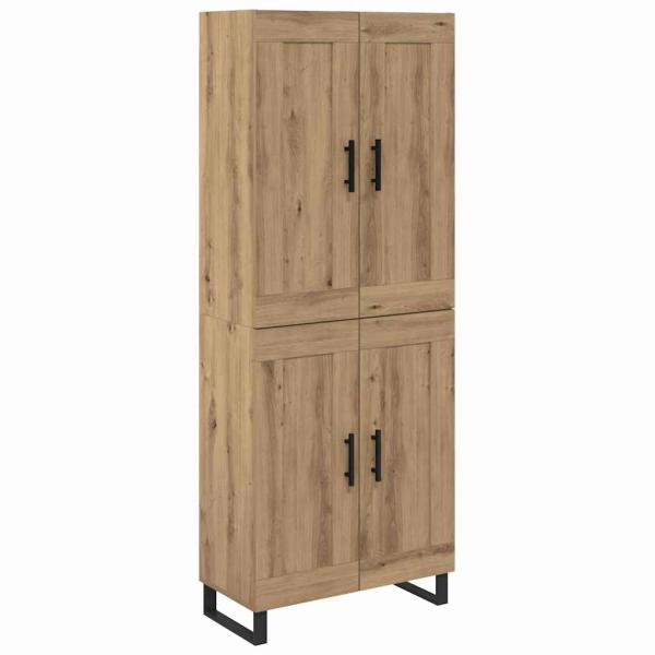 Highboard 2 pcs Artisan-Eiche Engineered Wood und Glas