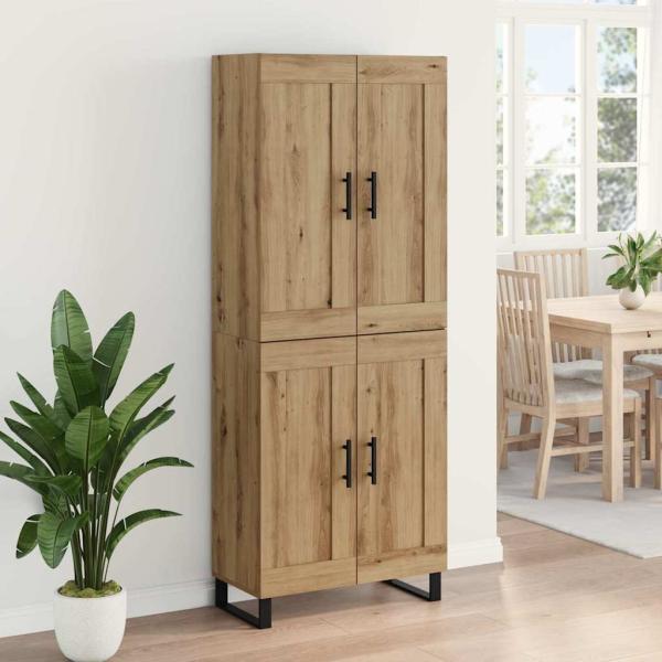 Highboard 2 pcs Artisan-Eiche Engineered Wood und Glas