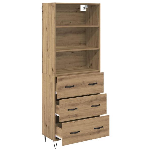 Highboard Artisan-Eiche 69,5 x 32,5 x 180 cm Holzwerkstoff