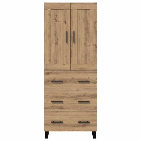 Highboard 2 pcs Artisan-Eiche Engineered Wood und Glas