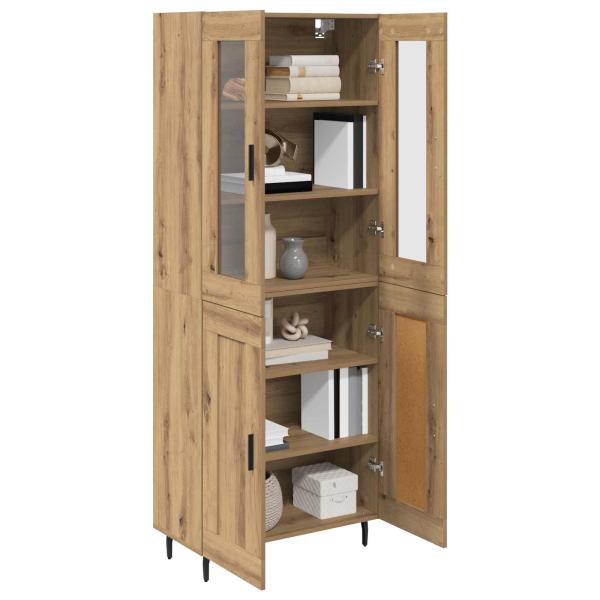 Highboard 2 pcs Artisan-Eiche Engineered Wood und Glas