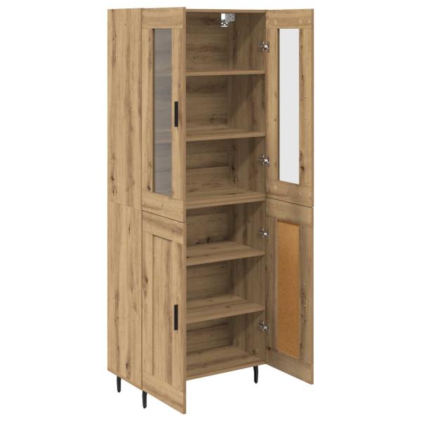Highboard 2 pcs Artisan-Eiche Engineered Wood und Glas