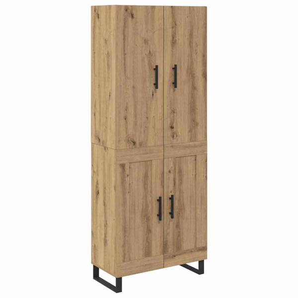 Highboard 2 pcs Artisan-Eiche Engineered Wood und Glas