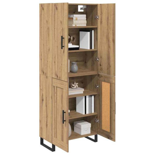 Highboard 2 pcs Artisan-Eiche Engineered Wood und Glas