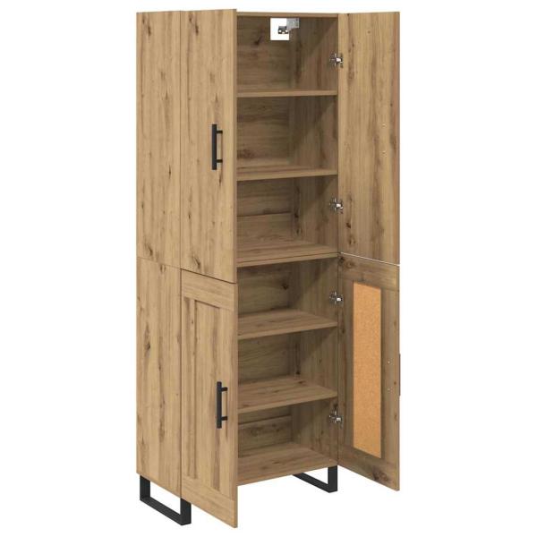 Highboard 2 pcs Artisan-Eiche Engineered Wood und Glas