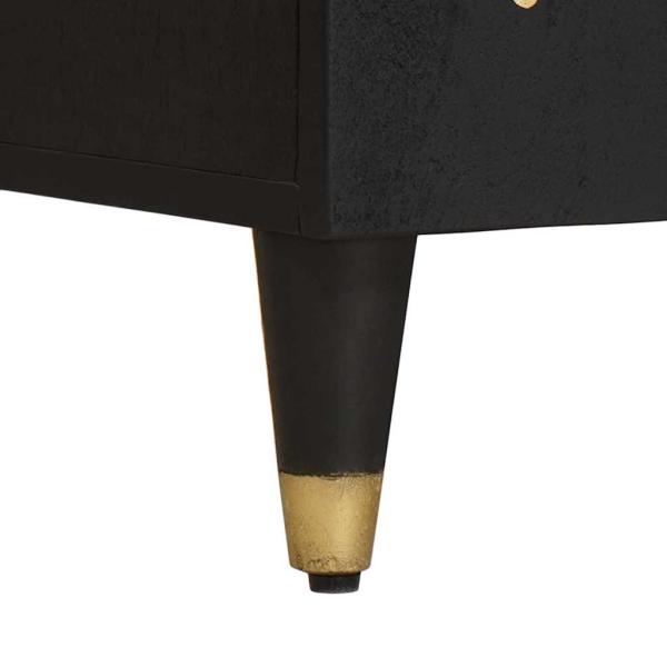 TV-Schränk mit Regal Schwarz 105 x 33 x 46 cm Massivholz Mango