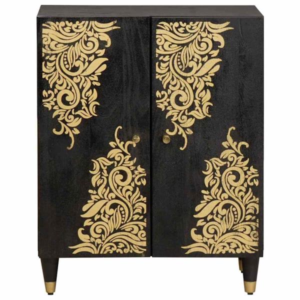 Sideboard Schwarz 60 x 33 x 75 cm Massivholz Mango