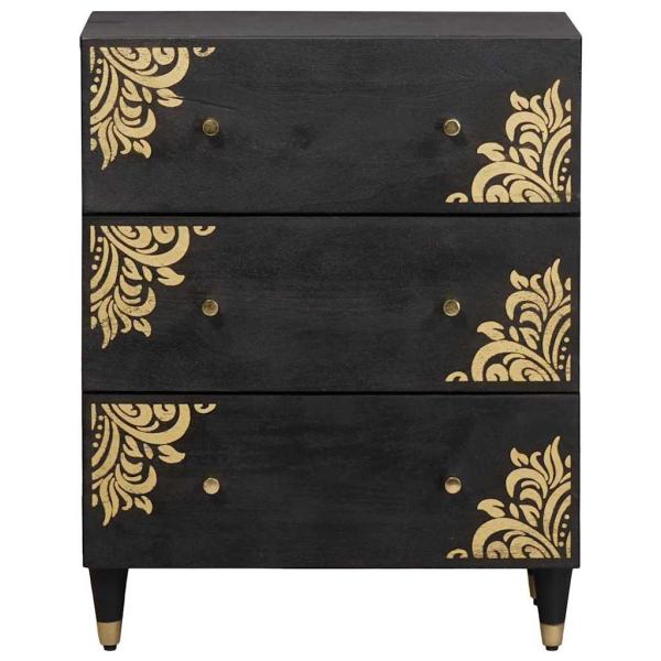 Sideboard Schwarz 60 x 33 x 75 cm Massivholz Mango