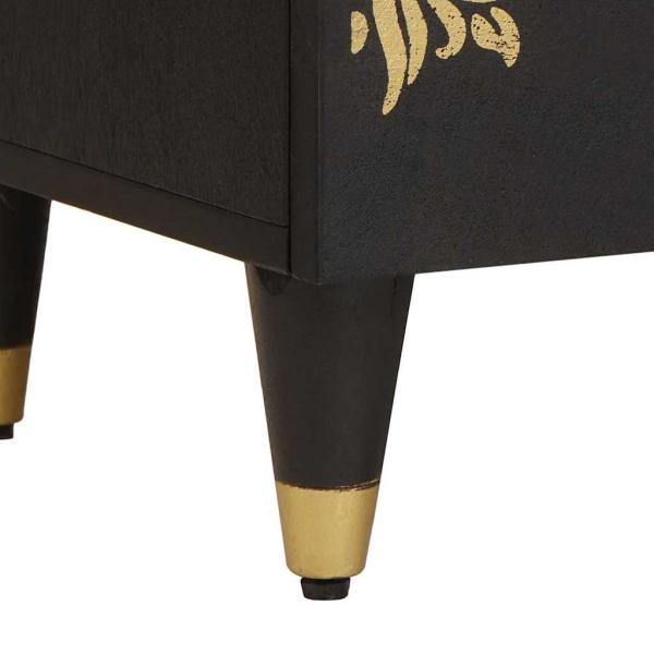 ARDEBO.de - Nachttisch Schwarz 40 x 33 x 46 cm Massivholz Mango